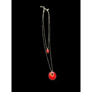 Necklace Double Layered Cheetah Red Stone Jewelry Women Gold Chain